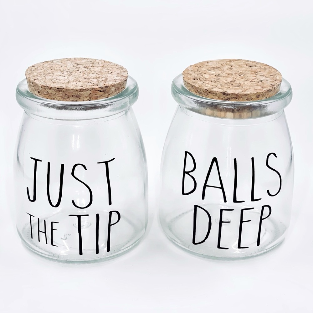 Rae Dunn Inspired Q-Tip Holder / Balls Deep / Tip